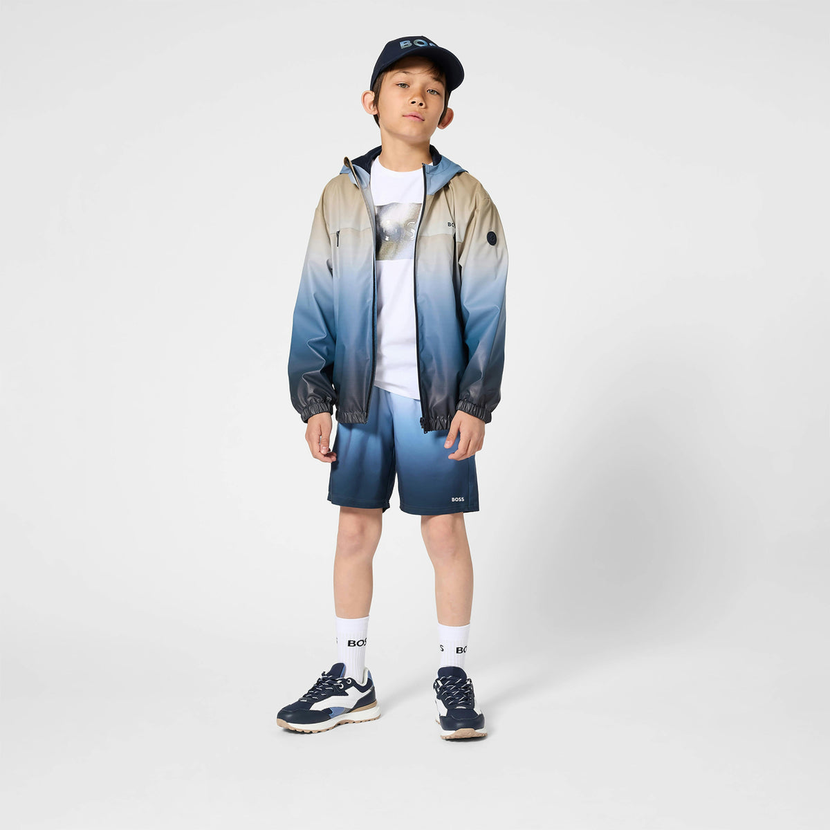 Blue Gradient Hooded Windbreaker