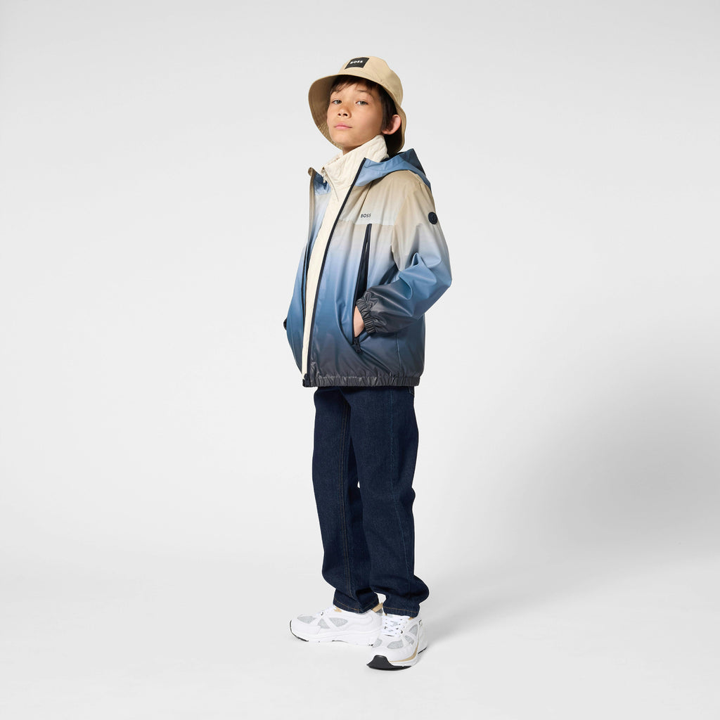 Blue Gradient Hooded Windbreaker